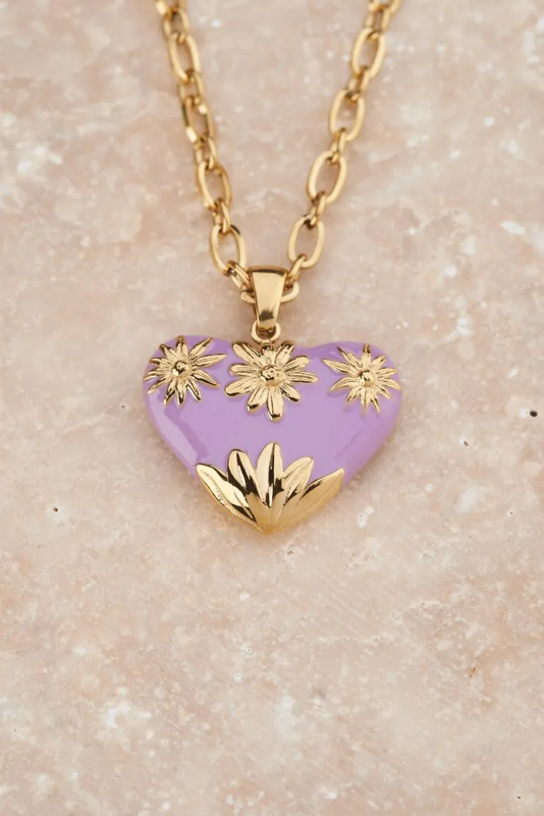 Chaîne à Maillons Art Vintage Avec Cœur Lilas