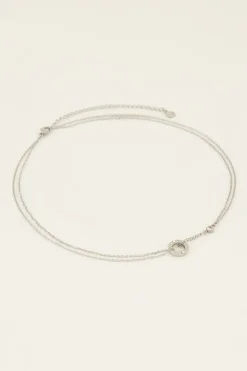 Chaîne à Pendentif Rond & Cœur En Strass