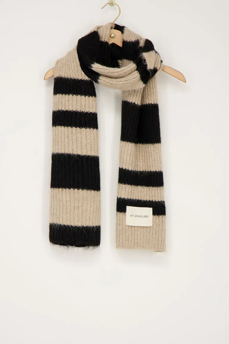 Écharpe à Rayures Beiges Et Noires