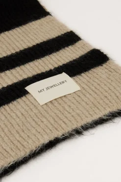 Écharpe à Rayures Beiges Et Noires