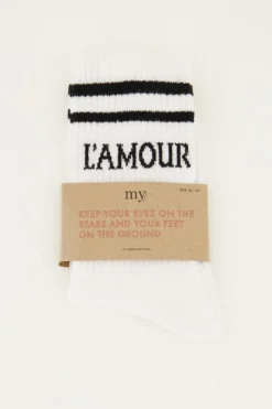 Chaussettes Blanches Sport Avec L'amour Noir
