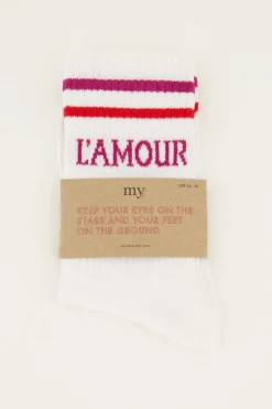 Chaussettes Blanches Sport Avec L'amour Rose