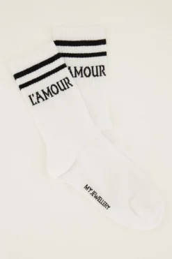 Chaussettes Blanches Sport Avec L'amour Noir