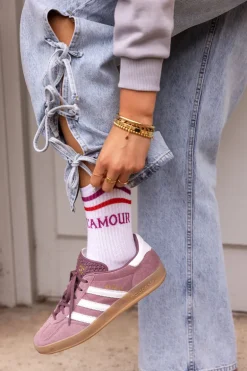 Chaussettes Blanches Sport Avec L'amour Rose