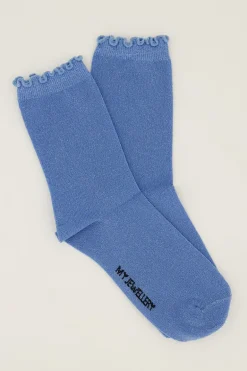 Chaussettes Bleues Avec Lurex Et Volants