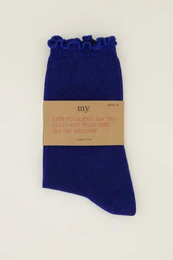 Chaussettes Bleues Foncées Avec Lurex Et Volants