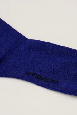 Chaussettes Bleues Foncées Avec Lurex Et Volants