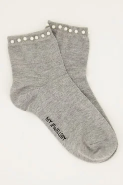 Chaussettes Grises Avec Garniture Perlée