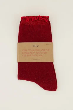 Chaussettes Rouges Avec Lurex Et Volants