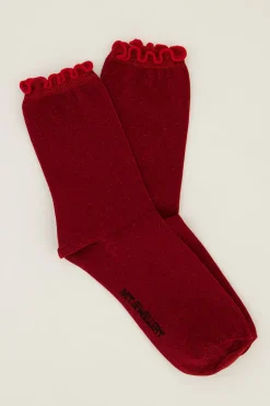Chaussettes Rouges Avec Lurex Et Volants