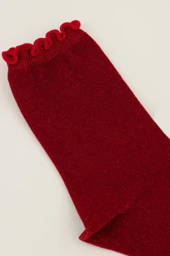 Chaussettes Rouges Avec Lurex Et Volants