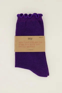 Chaussettes Violettes Avec Lurex Et Volants