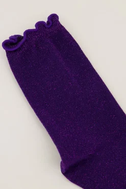 Chaussettes Violettes Avec Lurex Et Volants
