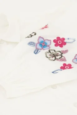 Chemise Blanche à Fleurs Bleues Perlées