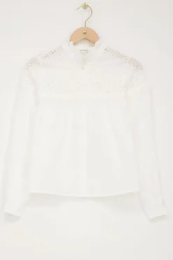 Chemise Blanche Avec Broderie Et Col à Volants