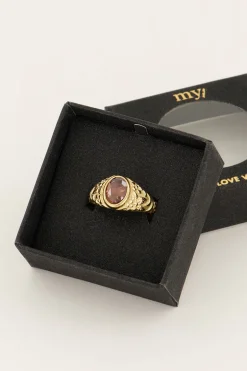 Chevalière Vintage à Cristal Rouge
