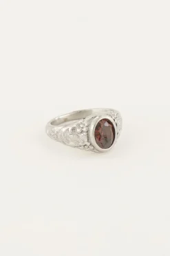 Chevalière Vintage à Cristal Rouge