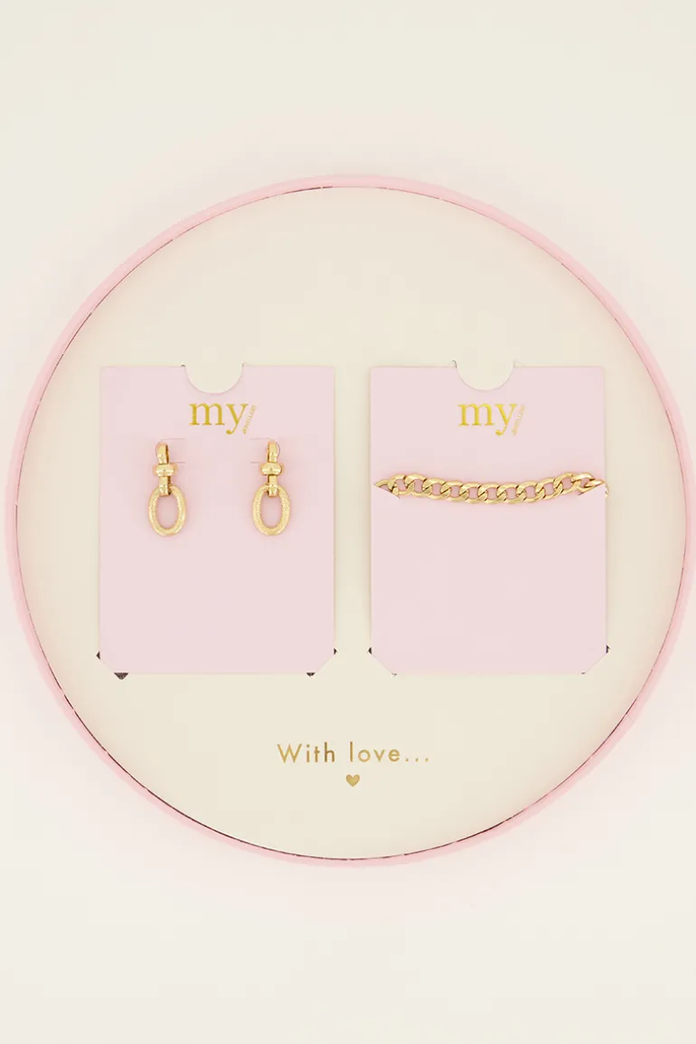 Coffret Cadeau Boucles D’oreilles Et Bracelet à Maillons