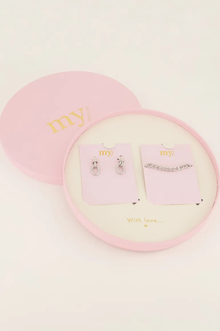 Coffret Cadeau Boucles D’oreilles Et Bracelet à Maillons