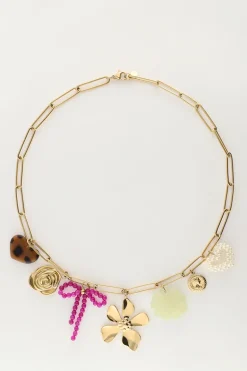 Collier à Charms Avec Lien Et Fleurs Multicolores