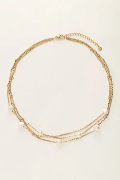 Collier Avec 3 Petites Chaînes Et Des Perles