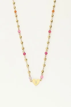 Collier Avec Cœur Et Perles Roses