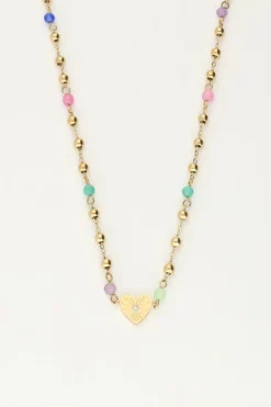 Collier Avec Cœur Et Perles Vertes