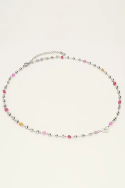 Collier Avec Cœur Et Perles Roses