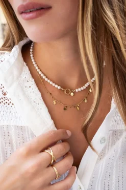 Collier Avec Perles Nacrées Et Fermoir