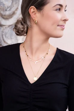 Collier Chaîne Double Avec Pièces