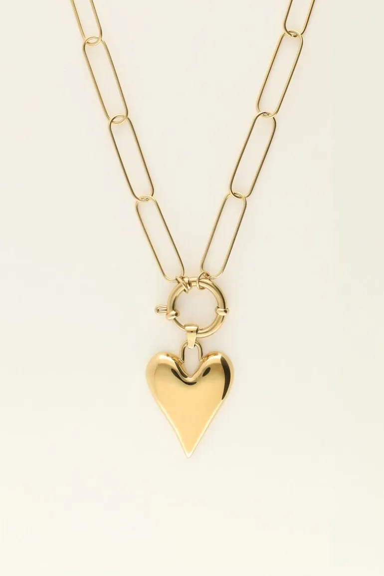 Collier Chaîne Grand Pendentif Coeur