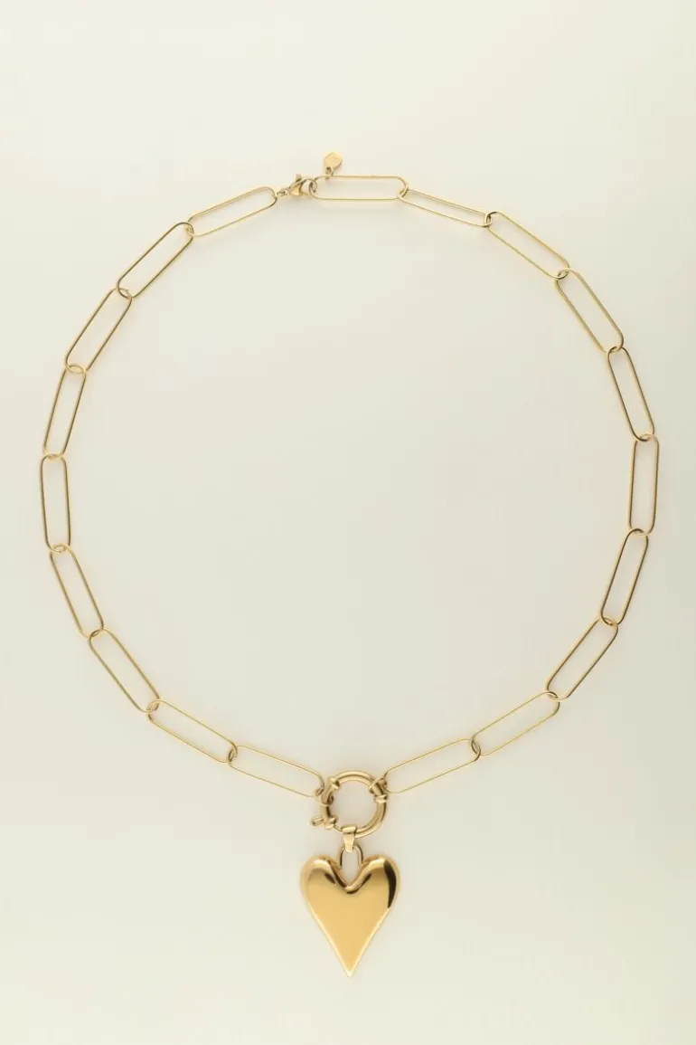 Collier Chaîne Grand Pendentif Coeur