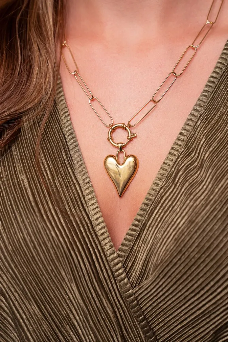 Collier Chaîne Grand Pendentif Coeur