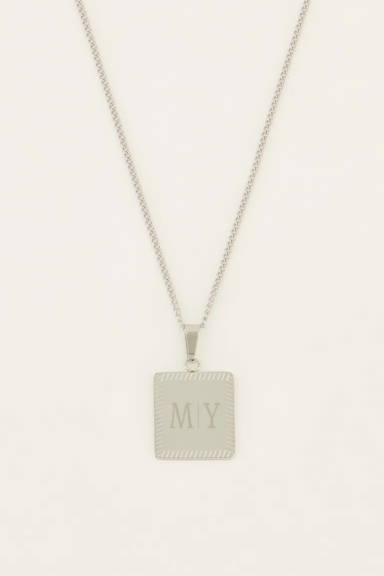 Collier Court Et Médaillon Carré à Graver Atelier