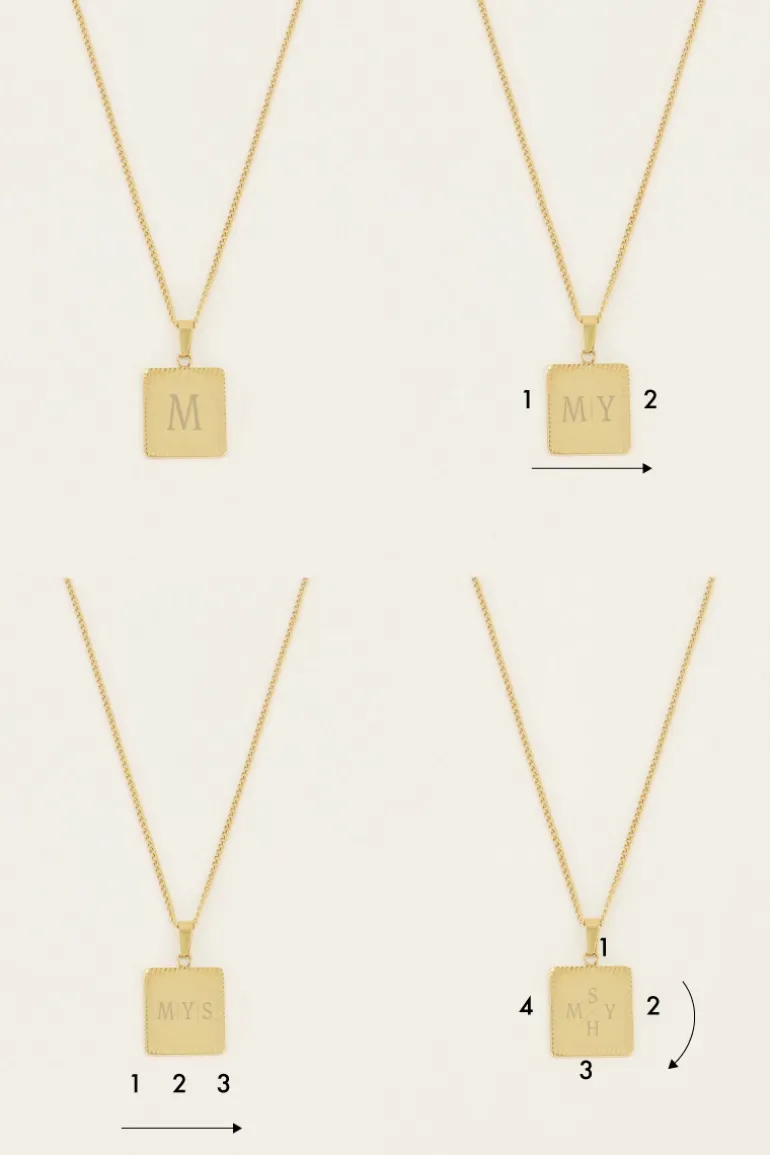 Collier Court Et Médaillon Carré à Graver Atelier