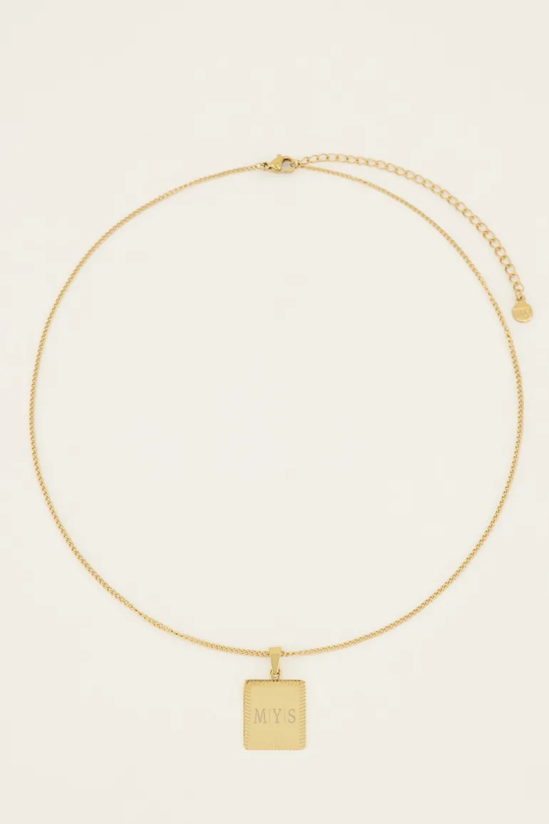 Collier Court Et Médaillon Carré à Graver Atelier