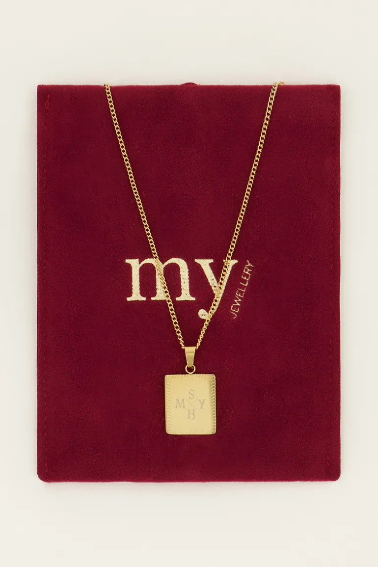 Collier Court Et Médaillon Carré à Graver Atelier