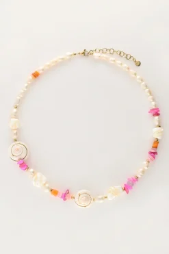 Collier De Perles Avec Perles Roses Et Coquillages