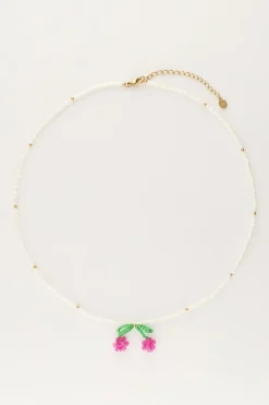 Collier De Perles Blanches Avec Cerises