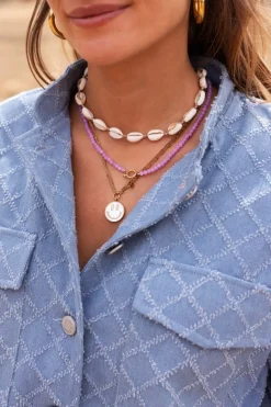 Collier De Perles Violettes Avec Fermoir