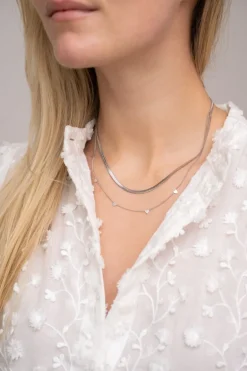 Collier Double Avec Maillons Plats Et Cœurs
