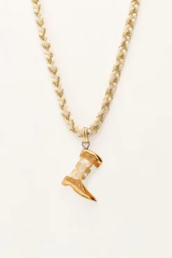 Collier En Cordon Blanc Avec Botte Western