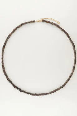 Collier Equal Avec Des Perles Plates Noires