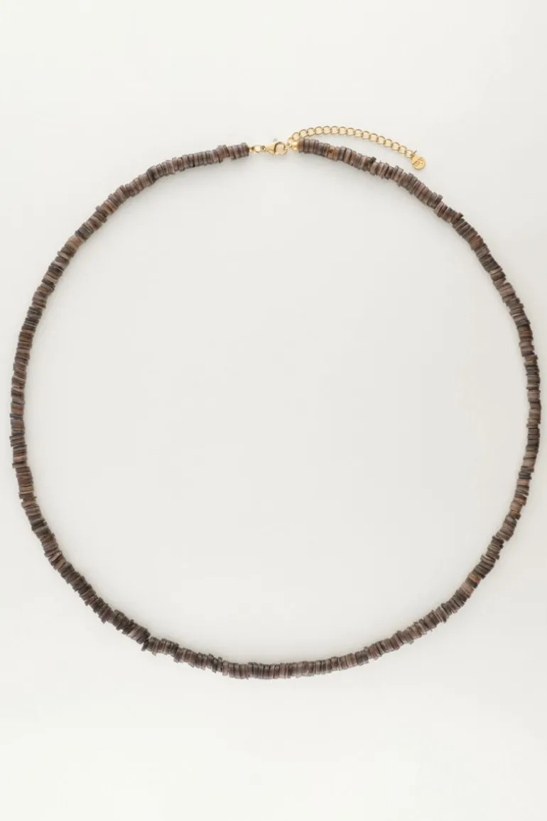 Collier Equal Avec Des Perles Plates Noires