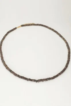 Collier Equal Avec Des Perles Plates Noires