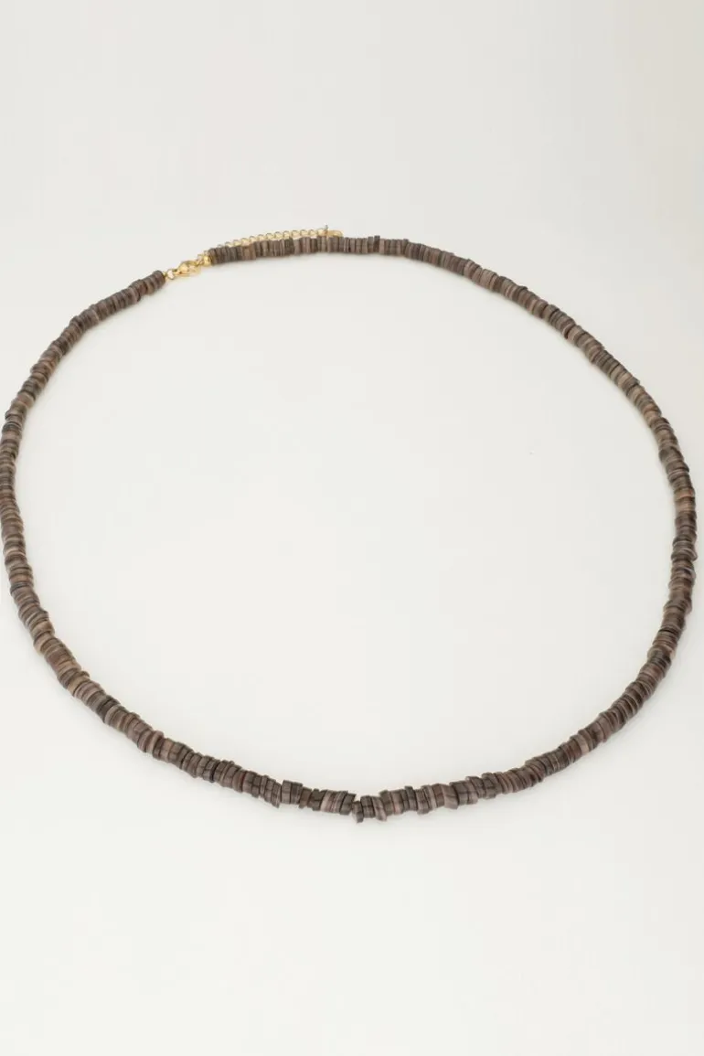 Collier Equal Avec Des Perles Plates Noires