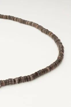 Collier Equal Avec Des Perles Plates Noires