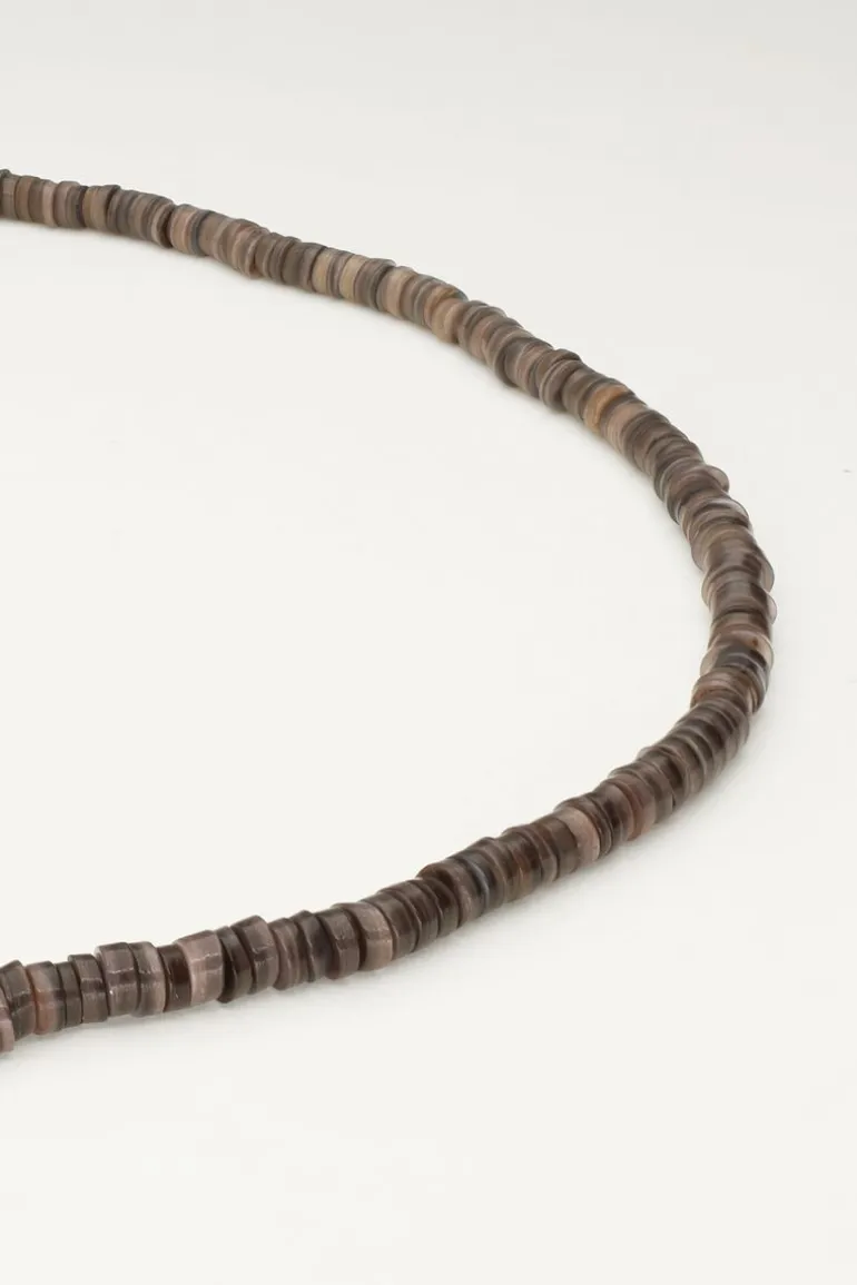 Collier Equal Avec Des Perles Plates Noires