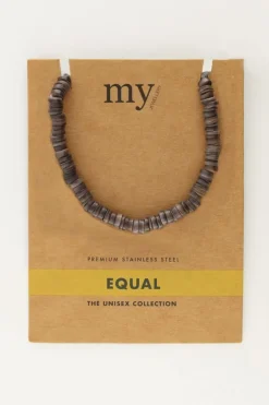 Collier Equal Avec Des Perles Plates Noires