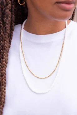 Collier Equal Avec Perles Plates Blanches